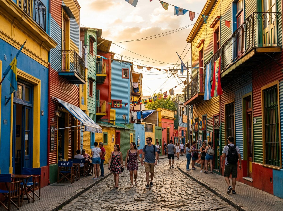 Colorful painted houses of Caminito street in La Boca, Buenos Aires