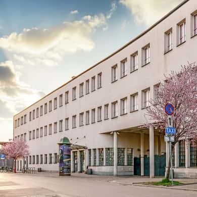 Facade of the Schindler's Factory museum in Krakow