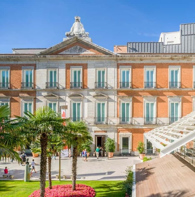 Facade of the Thyssen-Bornemisza Museum in Madrid