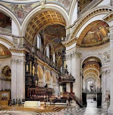 Ornate nave and dome interior of St Paul's Cathedral