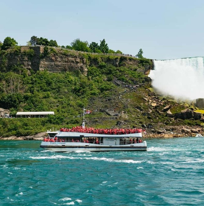 Boat cruising below the American Falls at Niagara