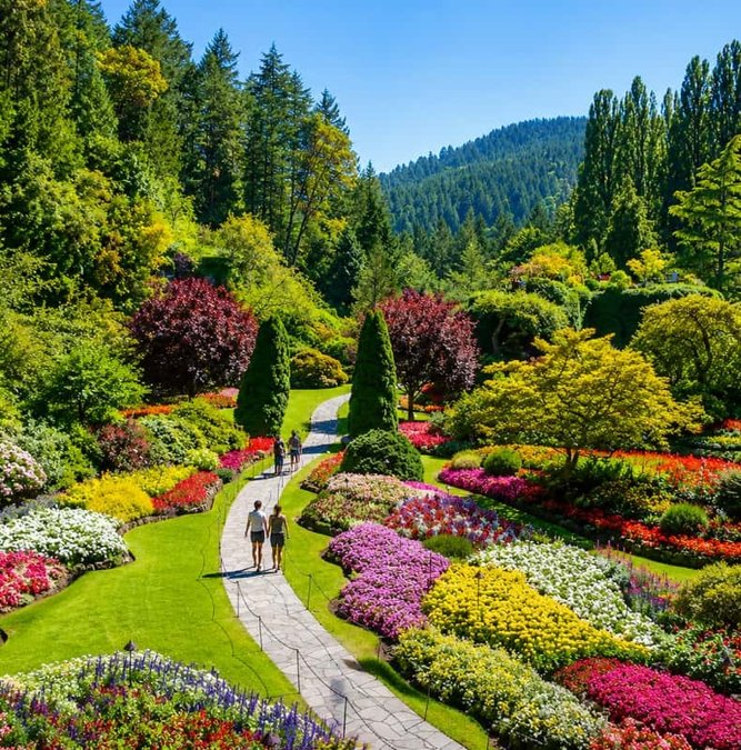 Flower beds of the sunken garden at Butchart Gardens