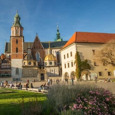 Wawel Castle and cathedral on the hill above Krakow