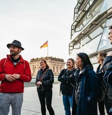 Tour group in front of the Reichstag building