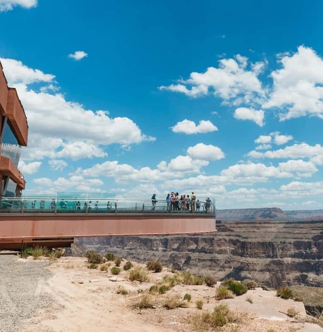 The Skywalk glass bridge jutting over the Grand Canyon