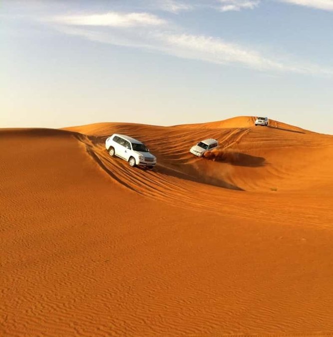4x4 vehicles on the desert dunes of Ras Al Khaimah