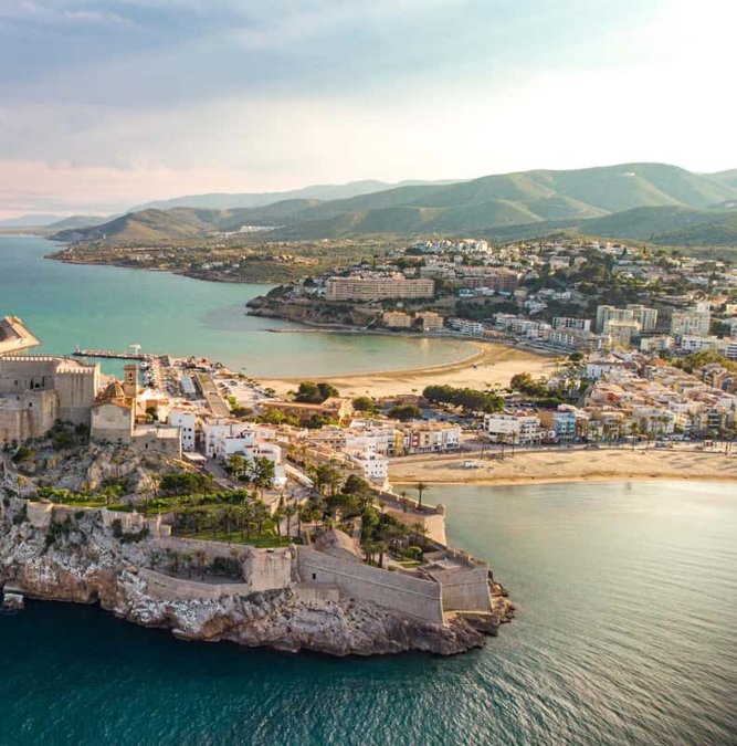 Walled old town of Peñíscola on its rock above the sea
