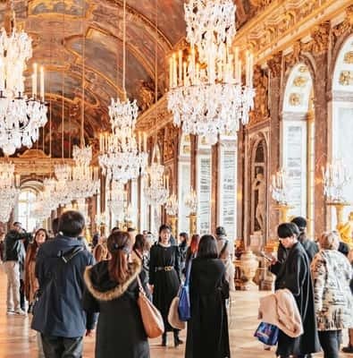 Visitors in the Hall of Mirrors at Versailles