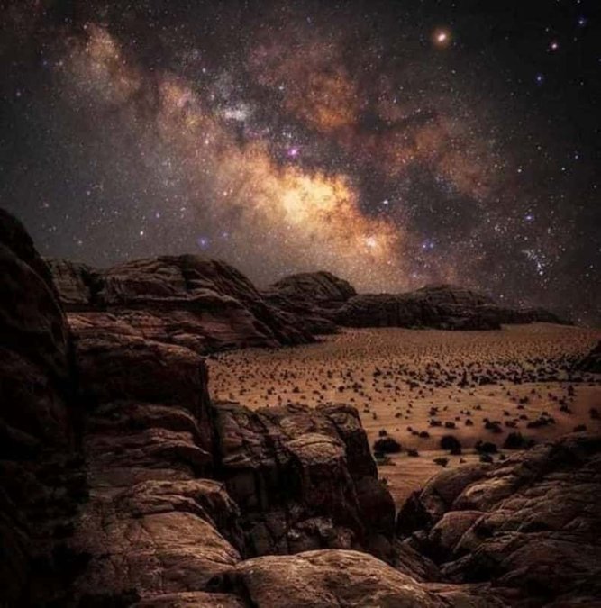 Bedouin camp tents under the stars in Wadi Rum