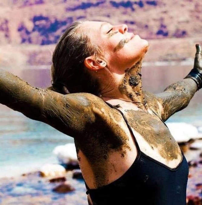 Traveler floating on the Dead Sea
