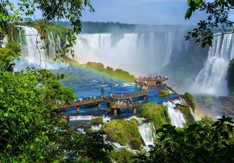Walkways over the cascades of Iguazu Falls