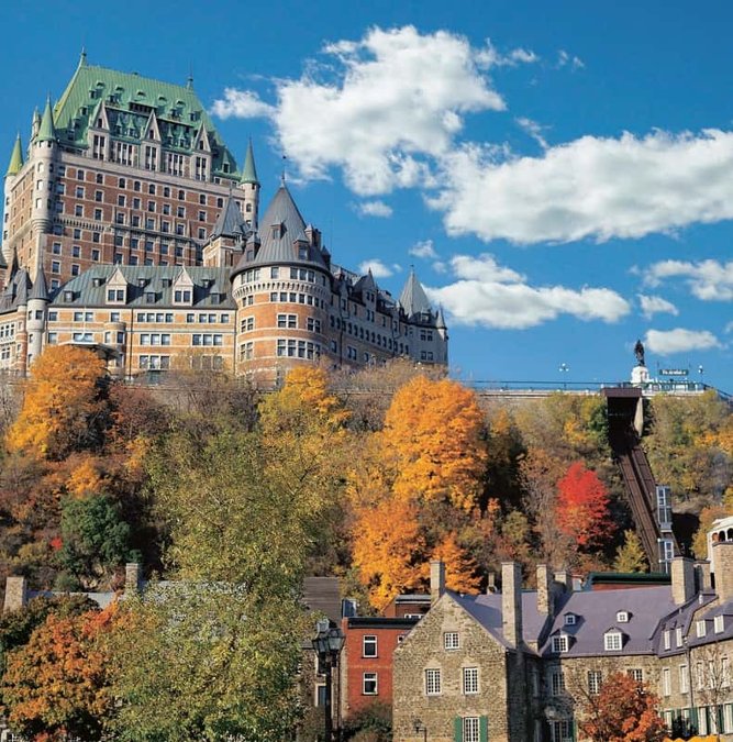 Château Frontenac above Old Quebec in autumn