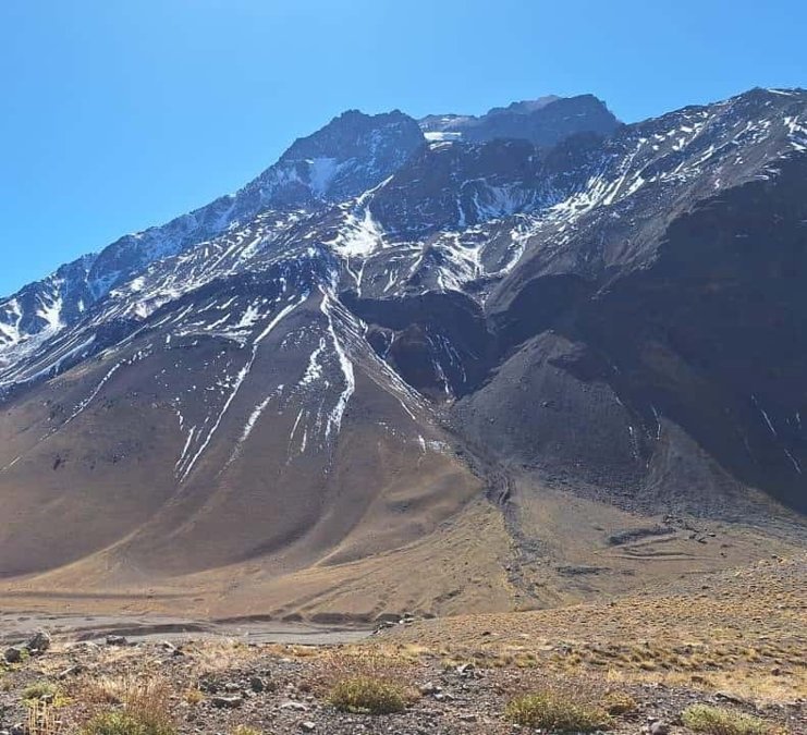 Snow-capped Andes peaks on the high mountain road