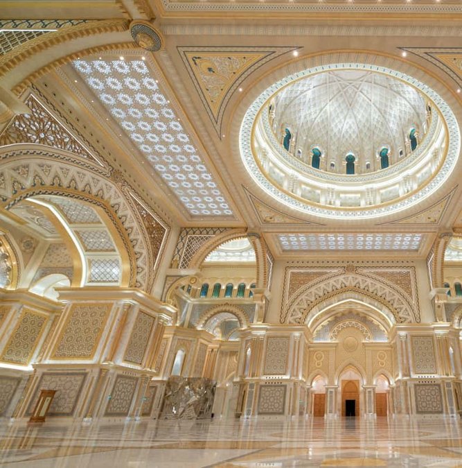 Gilded great hall of Qasr Al Watan presidential palace