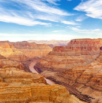 Grand Canyon West view with Colorado River, part of Las Vegas bus tour.