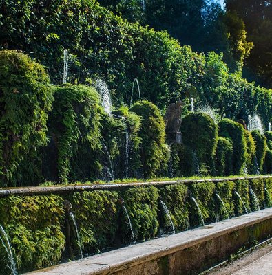 The Hundred Fountains walkway at Villa d'Este in Tivoli