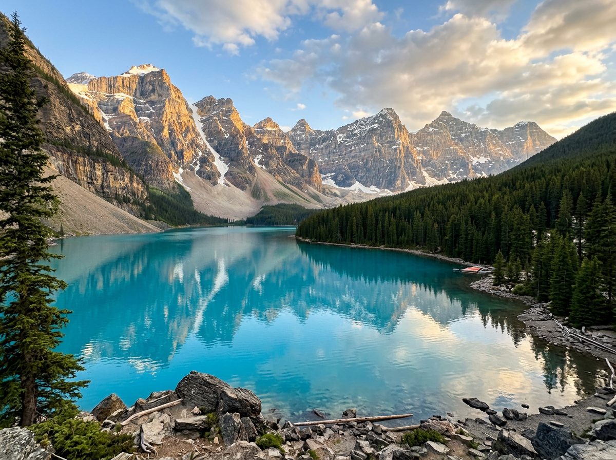 Turquoise Moraine Lake below the Valley of the Ten Peaks in Banff